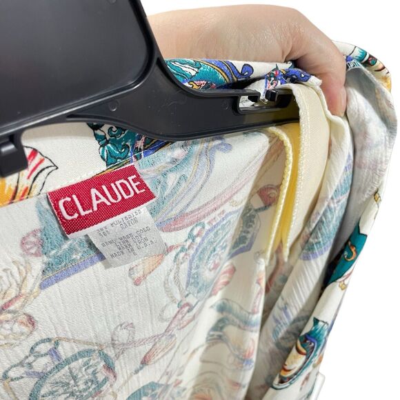 Claude Blazer Women 8 Vintage 80s Tassel Roman Multicolor Print Artwear Retro - Picture 8 of 10